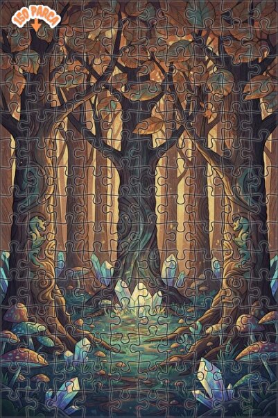 Teona Ahşap لغز خشبي مؤطر بطبقتين مزين بكريستال الغابة الغامضة 150 قطعة 20×30