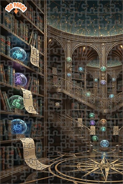 Teona Ahşap لغز خشبي بمظهر لوحة زيتية لخريطة نجمة المكتبة الغامضة 150 قطعة 20x30