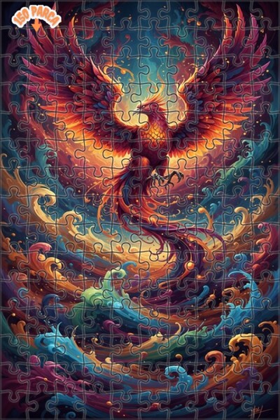 Teona Ahşap لوحة فنية بتصميم طائر الفينيق الأحمر بمظهر الزيت، لغز خشبي بإطار ...