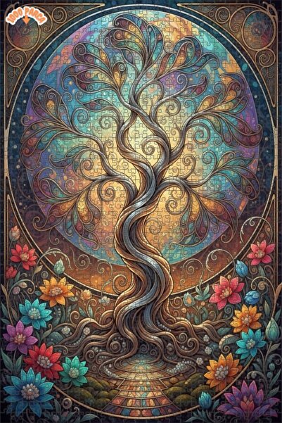 Teona Ahşap Hayat Ağacı Sanat Baskısı 1000 PARÇA 70x50