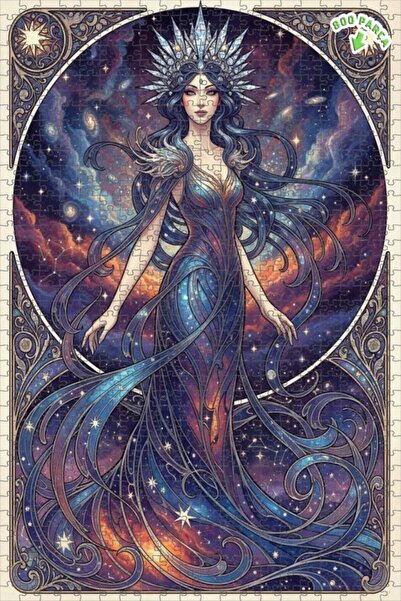 Teona Ahşap Galaxy Queen Oil Painting Look Double Layer Framed Wooden Puzzle ...