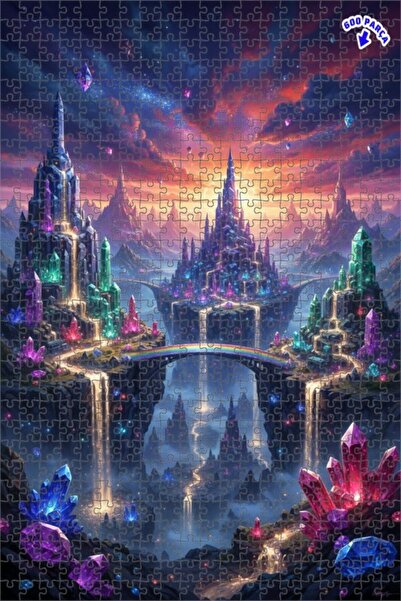 Teona Ahşap لوحة زيتية لمشهد مدينة كريستالية رائعة، لغز خشبي بإطار مزدوج الطب...