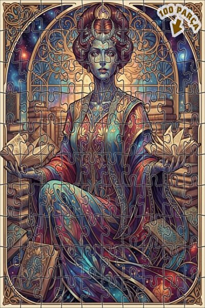 Teona Ahşap لغز خشبي بإطار مزدوج الطبقات بمظهر فني من الزجاج الملون يعكس الحك...