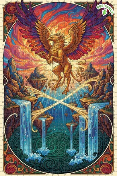 Teona Ahşap لغز خشبي مؤطر ذو طبقتين بتصميم جريفين سانتي كورستي فنستري كورستي ...