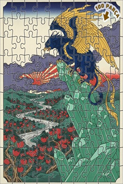 Teona Ahşap لغز غابة كريستال الفينيق الأزرق على طراز أوكيو-إي 100 قطعة 25×25