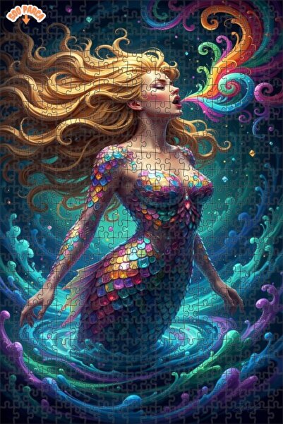 Teona Ahşap لغز خشبي ملون بإطار ذو طبقتين بمظهر حورية البحر السحرية بتأثير ال...