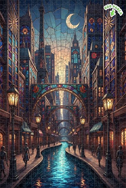 Teona Ahşap لغز خشبي مزدوج الطبقات بإطار من الزجاج الملون على شكل قناة باريس ...