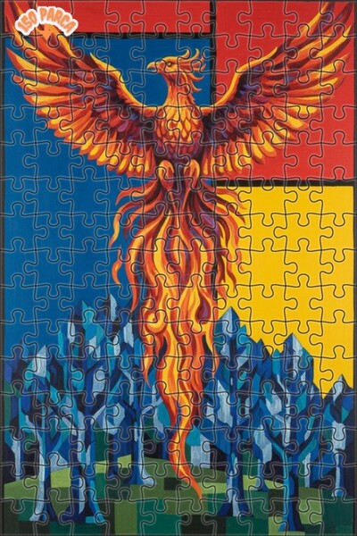 Teona Ahşap لغز خشبي رائع بإطار ذو طابقين بتصميم عصري يشبه لوحة زيتية لطائر ا...