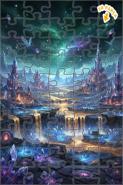 Teona Ahşap لغز خشبي بإطار من طابقين بمظهر لوحة زيتية لمدينة كريستال ديار الخ...