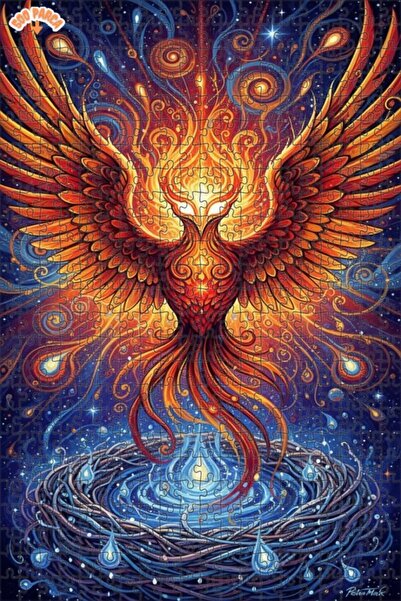 Teona Ahşap لغز خشبي بإطار مزدوج الطبقات بمظهر لوحة زيتية لطائر الفينيق المتص...