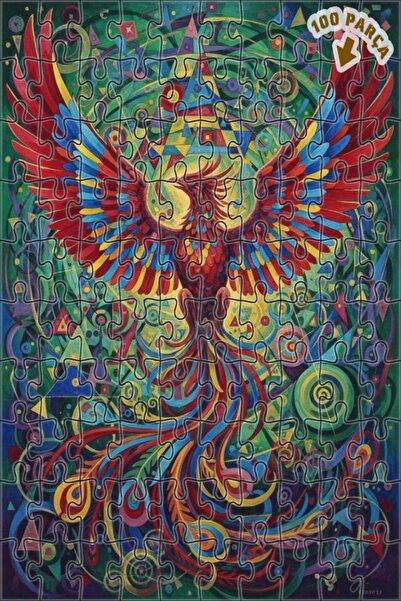 Teona Ahşap لغز خشبي بإطار مزدوج الطبقات بمظهر لوحة زيتية لطائر الفينيق المقد...