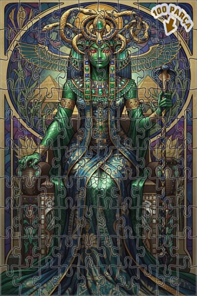 Teona Ahşap لغز خشبي بإطار مزدوج الطبقات بمظهر لوحة زيتية لملكة الميدوسا الخض...