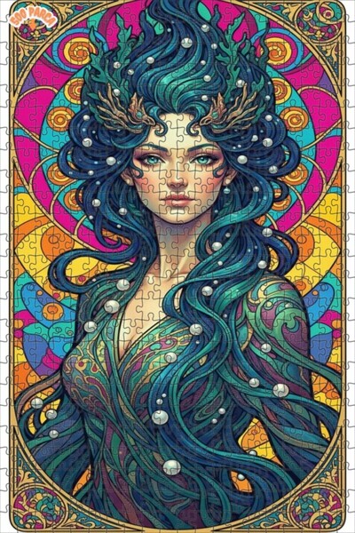 Teona Ahşap لغز خشبي بتصميم فن الآرت نوفو بمظهر لوحة زيتية لحورية البحر السحر...