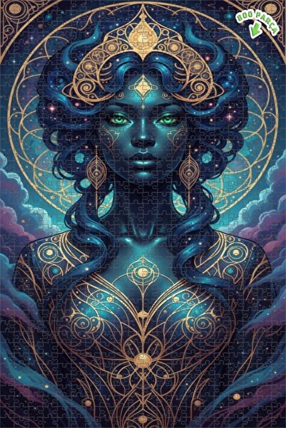 Teona Ahşap لغز خشبي بإطار مزدوج الطبقات بمظهر لوحة زيتية لامرأة كونية غامضة ...