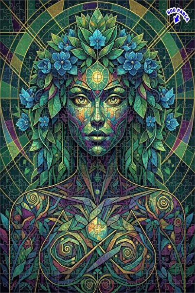 Teona Ahşap لغز خشبي بإطار مزدوج الطبقات بتصميم فن الماندالا للنساء باللون ال...