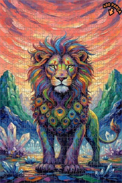 Teona Ahşap لغز خشبي ملون بنمط الأسد بمظهر اللوح الزيتي مع إطار مزدوج الطبقات...