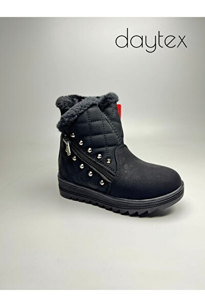 Daytex Girl's Black Furry Zippered Casual Boots