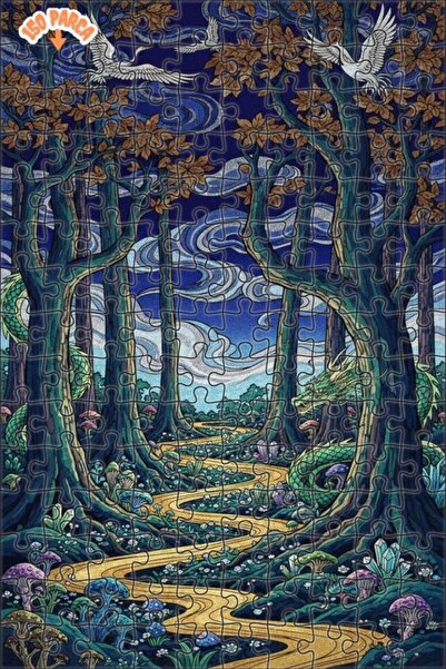 Teona Ahşap لغز خشبي مؤطر مكون من طابقين بتصميم تنين الغابة الغامضة وبرج التل...