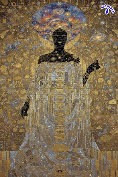 Teona Ahşap لغز خشبي بإطار مزدوج الطبقات بتصميم آرت نوفو مع منظر للكون الذهبي...