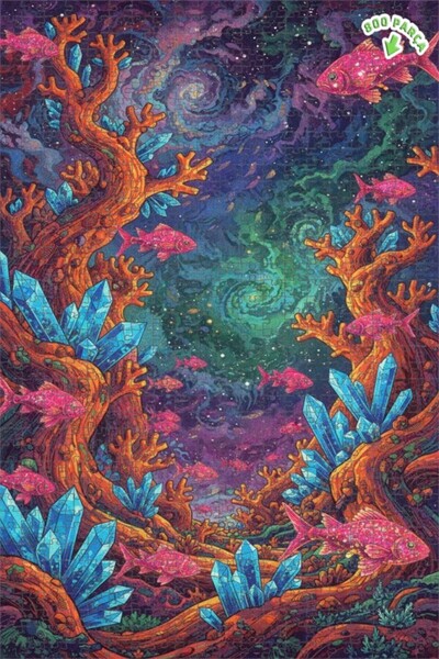 Teona Ahşap لوحة زيتية رائعة لغابة كريستالية تحت البحر، لغز خشبي بإطار مزدوج ...