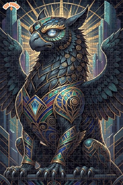 Teona Ahşap لوحة فنية غامضة على شكل غريفين، لوحة خشبية مؤطرة ذات طابقين بمظهر...