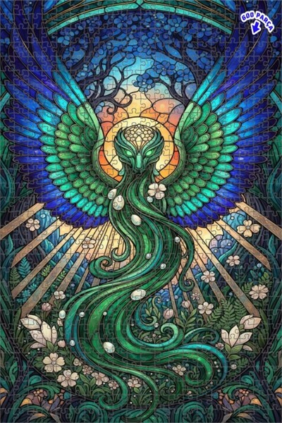 Teona Ahşap لغز خشبي مؤطر بطبقتين من الروح الخضراء ذات الأجنحة السحرية 600 قط...