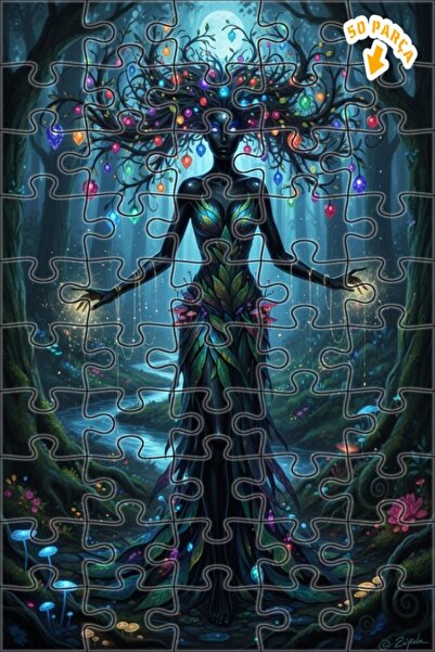 Teona Ahşap لغز خشبي بإطار مزدوج الطبقات بمظهر لوحة زيتية لجنية الغابة 50 قطع...