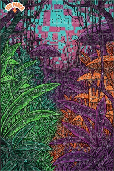 Teona Ahşap لغز خشبي مؤطر بطبقتين من فطر الغابة السحرية 150 قطعة 20x30