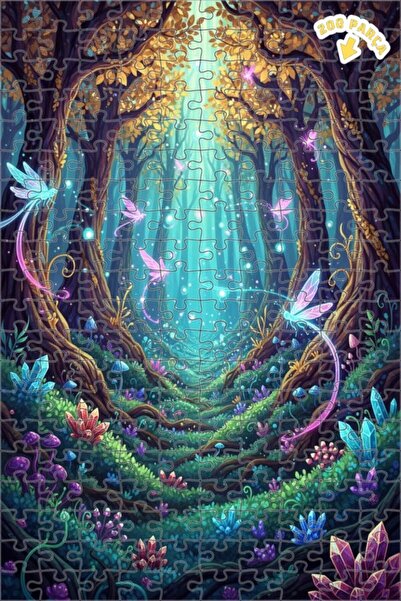 Teona Ahşap لغز خشبي مؤطر بطبقتين من الغابة السحرية 200 قطعة 25x35