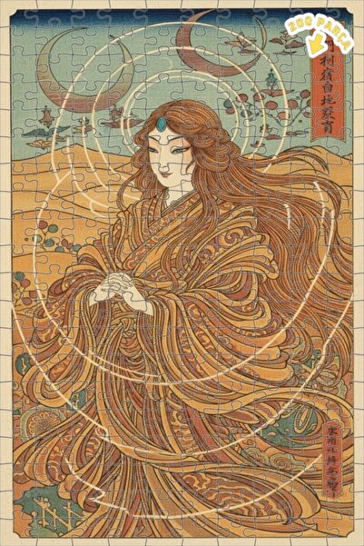 Teona Ahşap لغز خشبي بإطار مزدوج الطبقات بنمط القمر للنساء من أوكيو-إي، 200 ق...