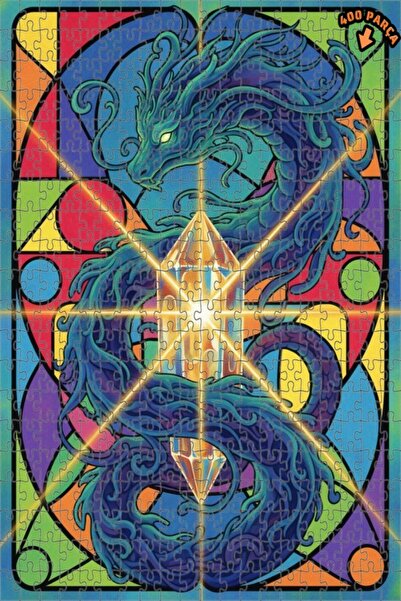 Teona Ahşap لوحة زيتية بطاقة الكريستال السحرية على شكل تنين، لغز خشبي بإطار م...