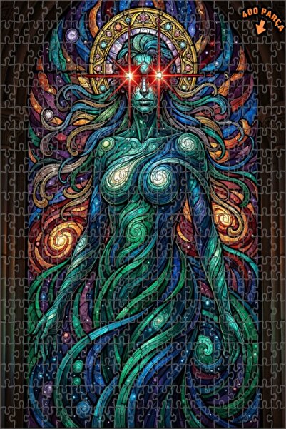 Teona Ahşap لغز خشبي بمظهر زجاجي ملون على شكل الكون 400 قطعة 35x35