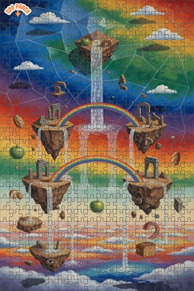 Teona Ahşap لغز خشبي بإطار مزدوج الطبقات على شكل شلالات قوس قزح 500 قطعة 50x30