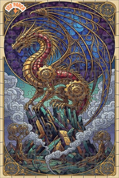 Teona Ahşap Mechanical Dragon Art Double Layer Framed Wooden Puzzle 150 Piece...