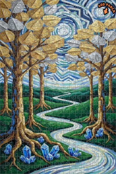 Teona Ahşap لوحة زيتية لغابة سحرية مع أوراق ذهبية، لغز خشبي بإطار مزدوج الطبق...