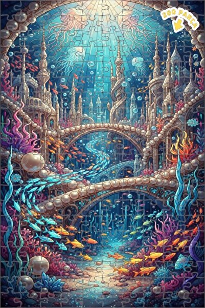 Teona Ahşap لغز خشبي على شكل قلعة حورية البحر السحرية بمظهر مائي، طابقين مع إ...