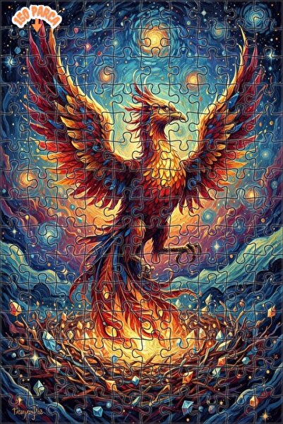 Teona Ahşap لغز خشبي مؤطر بطبقتين بمظهر لوحة زيتية فنية على شكل طائر العنقاء ...