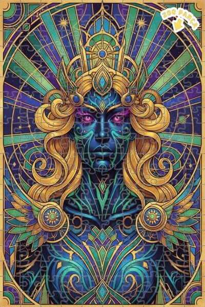 Teona Ahşap لوحة زيتية تجريدية تصور ملكة الكون، لوحة فنية ذات طابقين مؤطرة من...