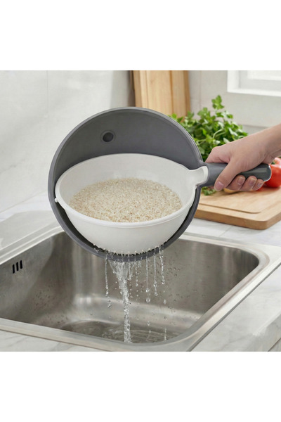 Le Paon 360 Degree Rotating 3 Lt Strainer Double Layer Rice and Vegetable Was...