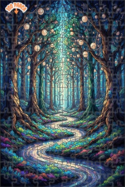 Teona Ahşap لغز خشبي مؤطر بطبقتين من مسار الغابة السحرية 150 قطعة 20x30