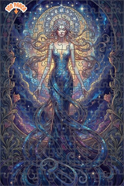 Teona Ahşap Queen of the Stars Oil Painting Look Art Double-Deck Framed Woode...