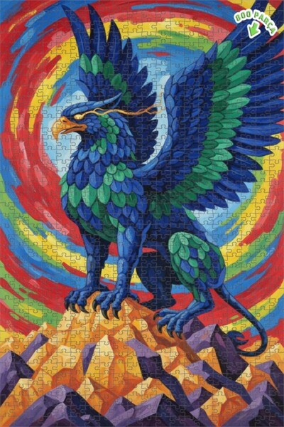 Teona Ahşap لوحة زيتية لـ "ميستيك جريفين" المخلوق الأسطوري، لغز خشبي بإطار مز...