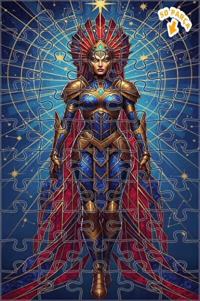 Teona Ahşap لغز خشبي بإطار مزدوج الطبقات بمظهر لوحة زيتية لشخصية فتاة المحارب...