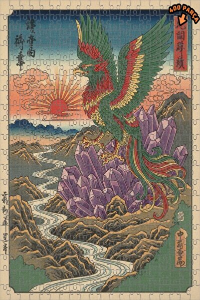 Teona Ahşap لغز خشبي مؤطر بطبقتين من كريستال العنقاء السحرية ومشهد الجبل 400 ...