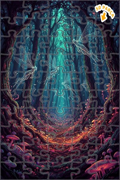 Teona Ahşap لغز خشبي مؤطر بطبقتين من فيريل الغابة الغامضة 50 قطعة 15×25