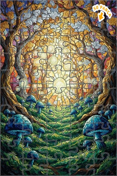 Teona Ahşap لغز الغابة الغامضة، لوحة زيتية ذات طبقتين، لغز خشبي مؤطر، 50 قطعة...