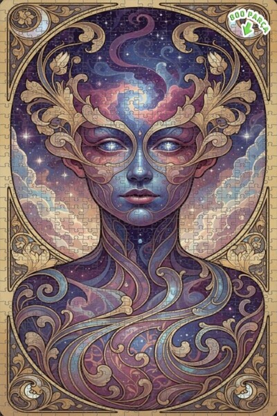 Teona Ahşap لغز خشبي بإطار مزدوج الطبقات بمظهر لوحة زيتية فضائية نسائية 800 ق...