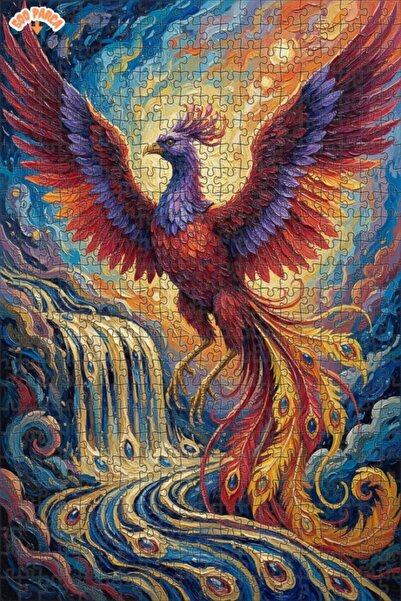Teona Ahşap Phoenix Legend Oil Painting Look Double Layer Framed Wooden Puzzl...