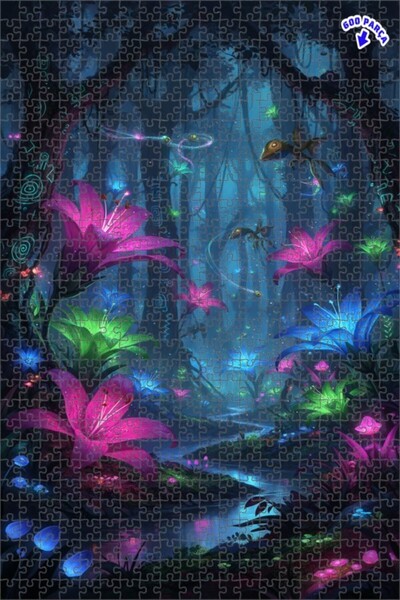 Teona Ahşap لغز خشبي مؤطر بطبقتين بمظهر فني رقمي لمغامرة الغابة السحرية 600 ق...