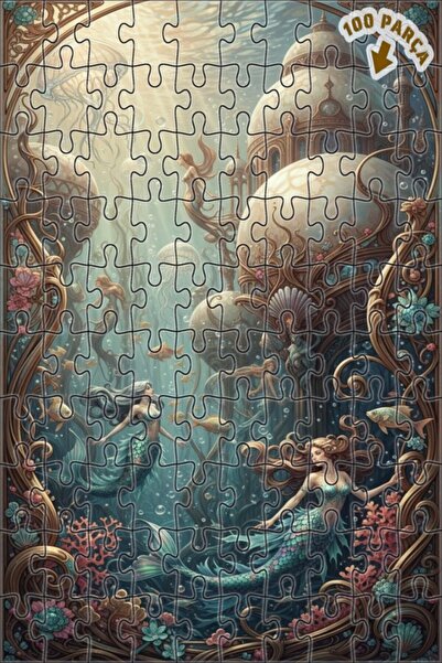 Teona Ahşap لغز خشبي فني بمظهر لوحة زيتية لـ مدينة حورية البحر الغامضة، 100 ق...